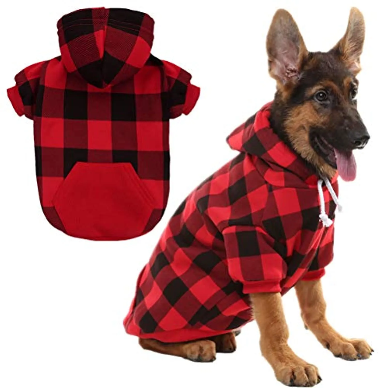 Plaid Dog Hoodie Pet Clothes Sweaters with Hat Fits For All Breeds 5 Colors