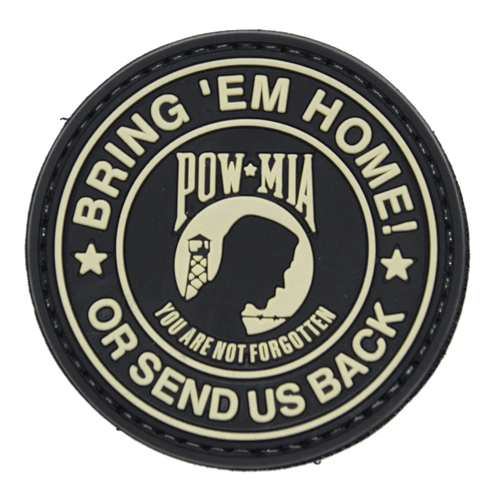 POW MIA Bring 'Em Home or Send Us Back Patch Black