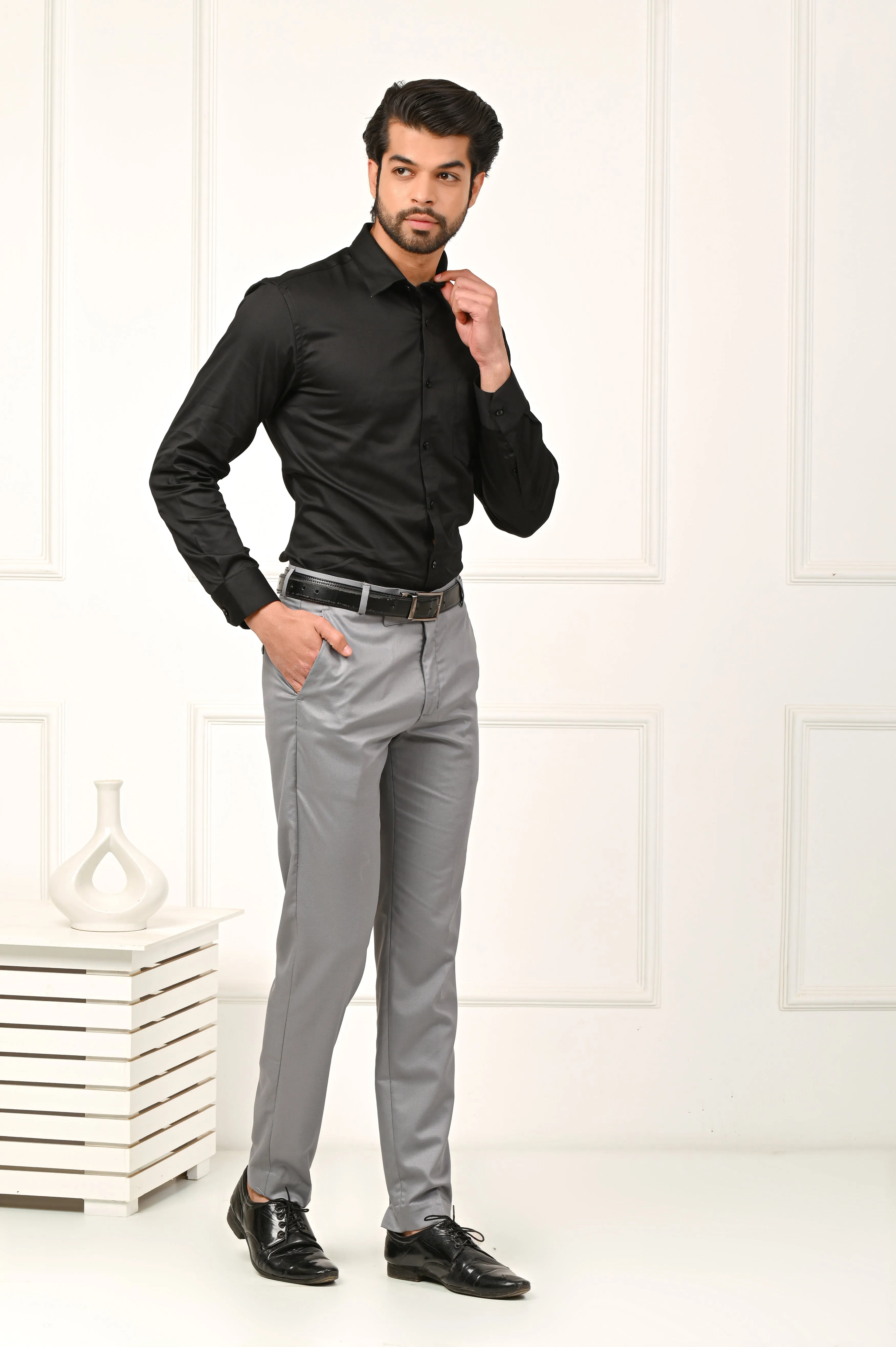 Premium Black Pure Cotton Formal Shirts