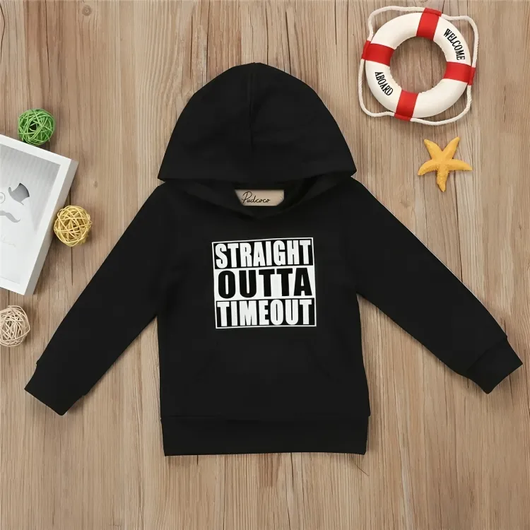 "Straight Outta Timeout" Printed Baby Hoodie