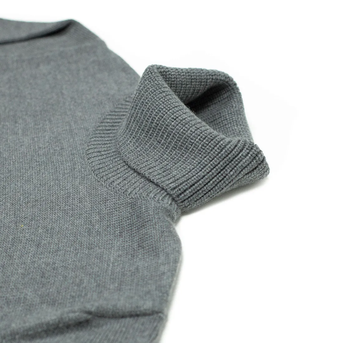 Rollneck sweater in grigio grey superfine merino wool (restock)