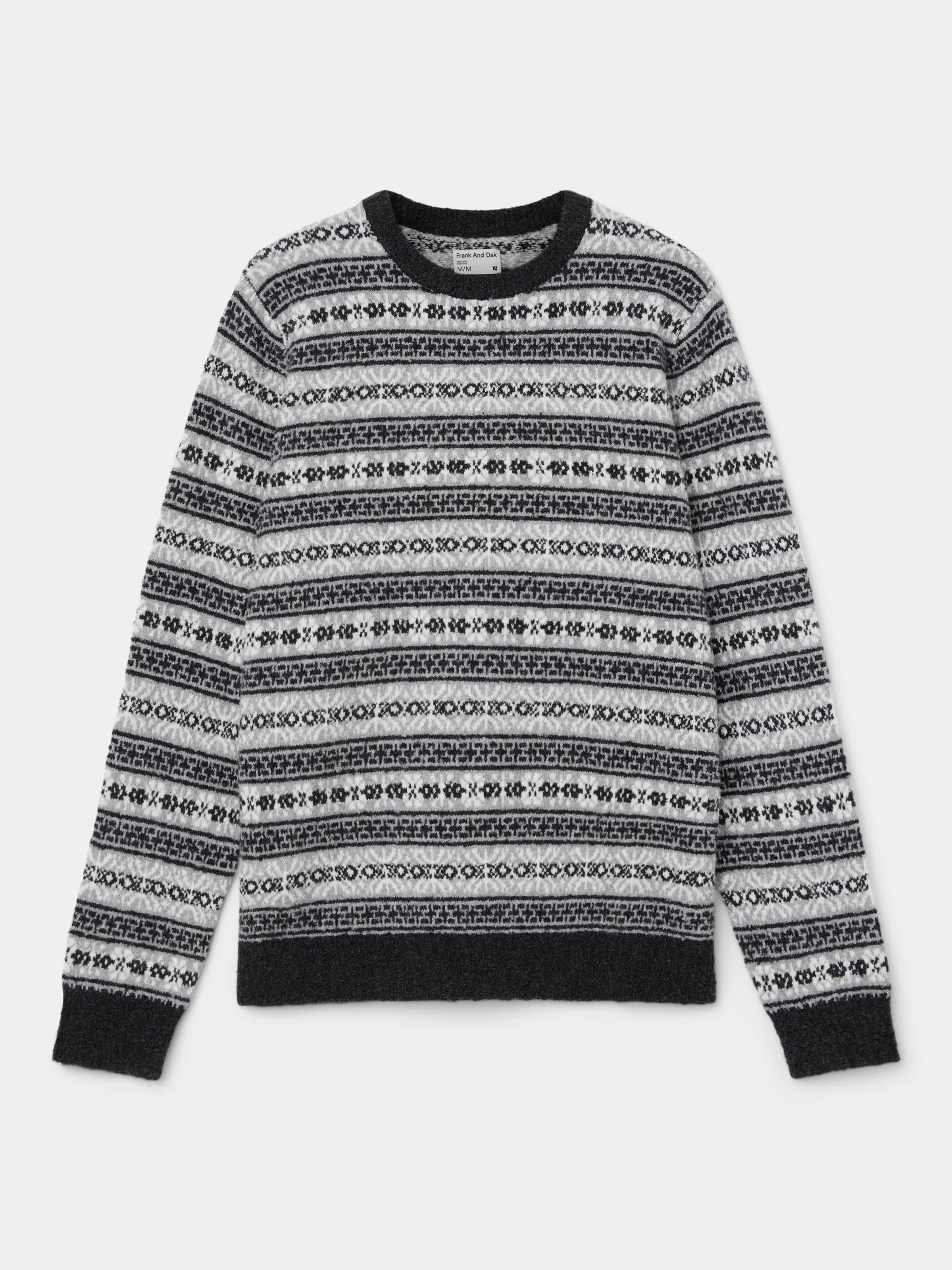 The Seawool® Fair Isle Crewneck in Grey Black