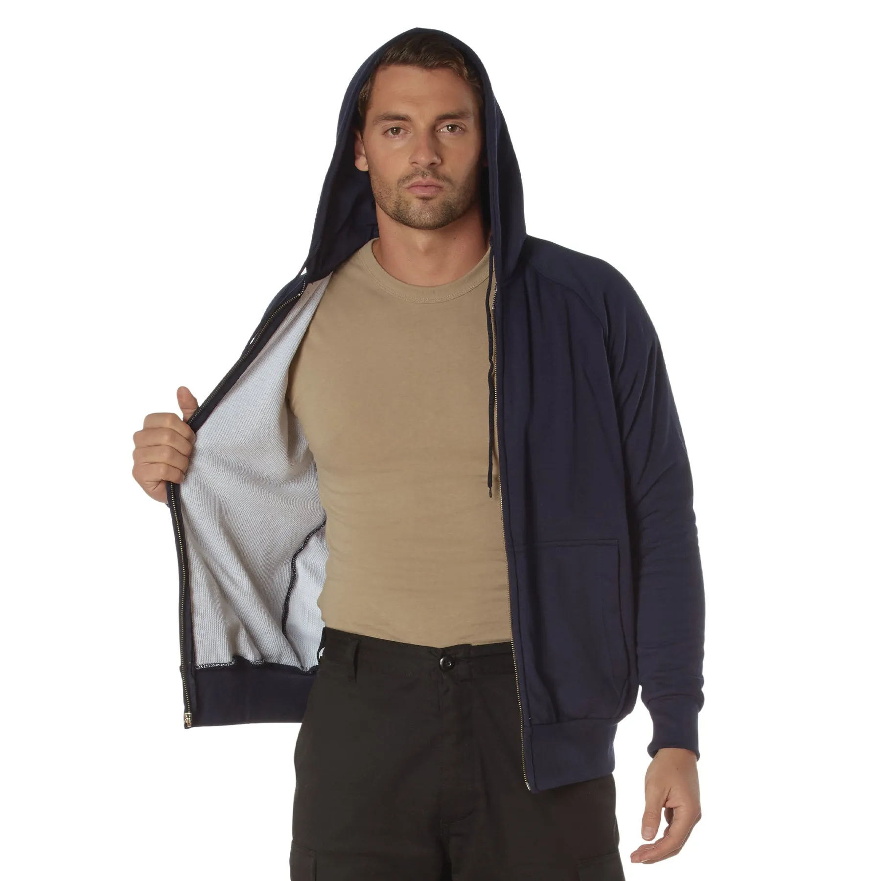 Thermal-Lined Zipper Hooded Sweatshirts