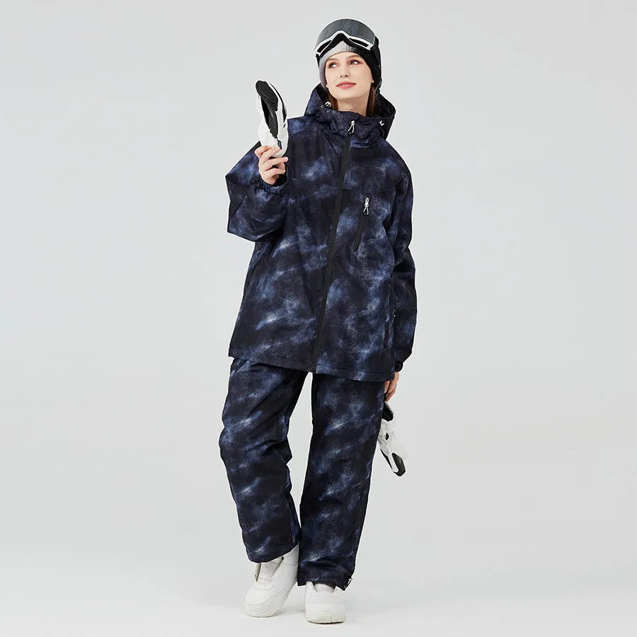 Women Galaxy Printed Ski Jackets & Pants Insulated Snowboarding Outwear