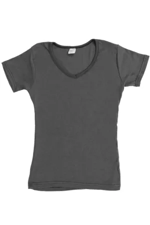 Womens Cotton V-Neck T-Shirt - Charcoal Gray