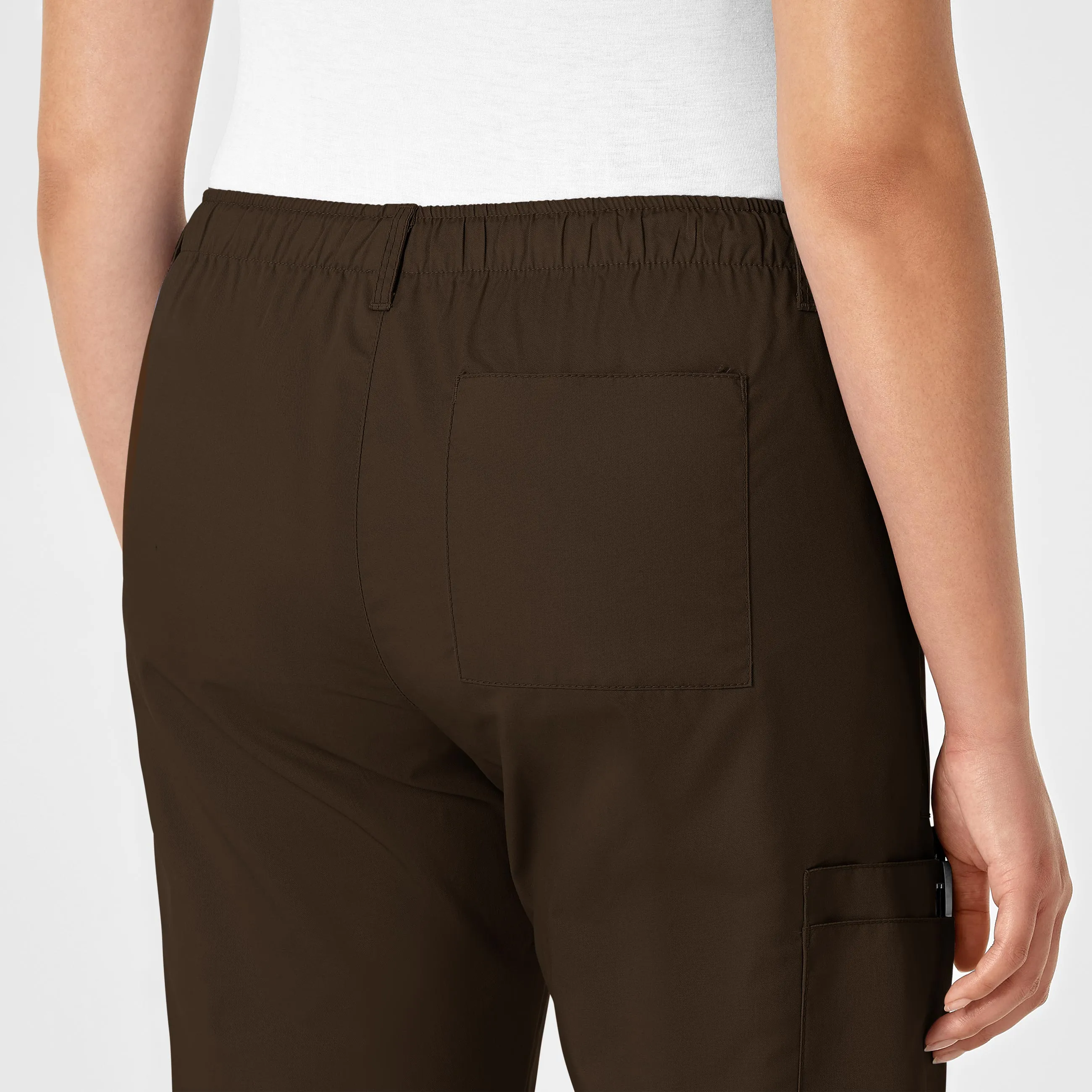 WonderWORK Women's Straight Leg Cargo Scrub Pant - Chocolate