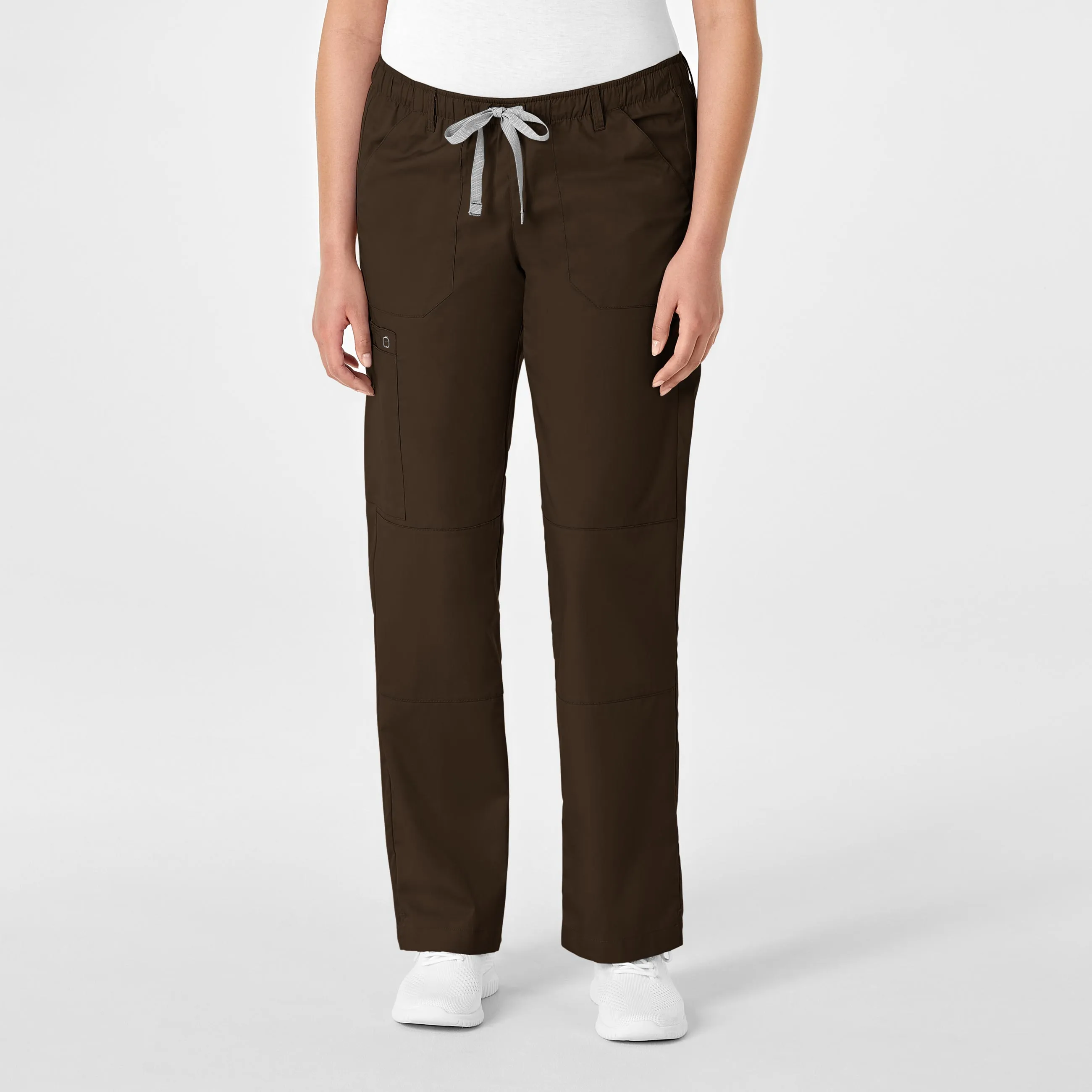 WonderWORK Women's Straight Leg Cargo Scrub Pant - Chocolate