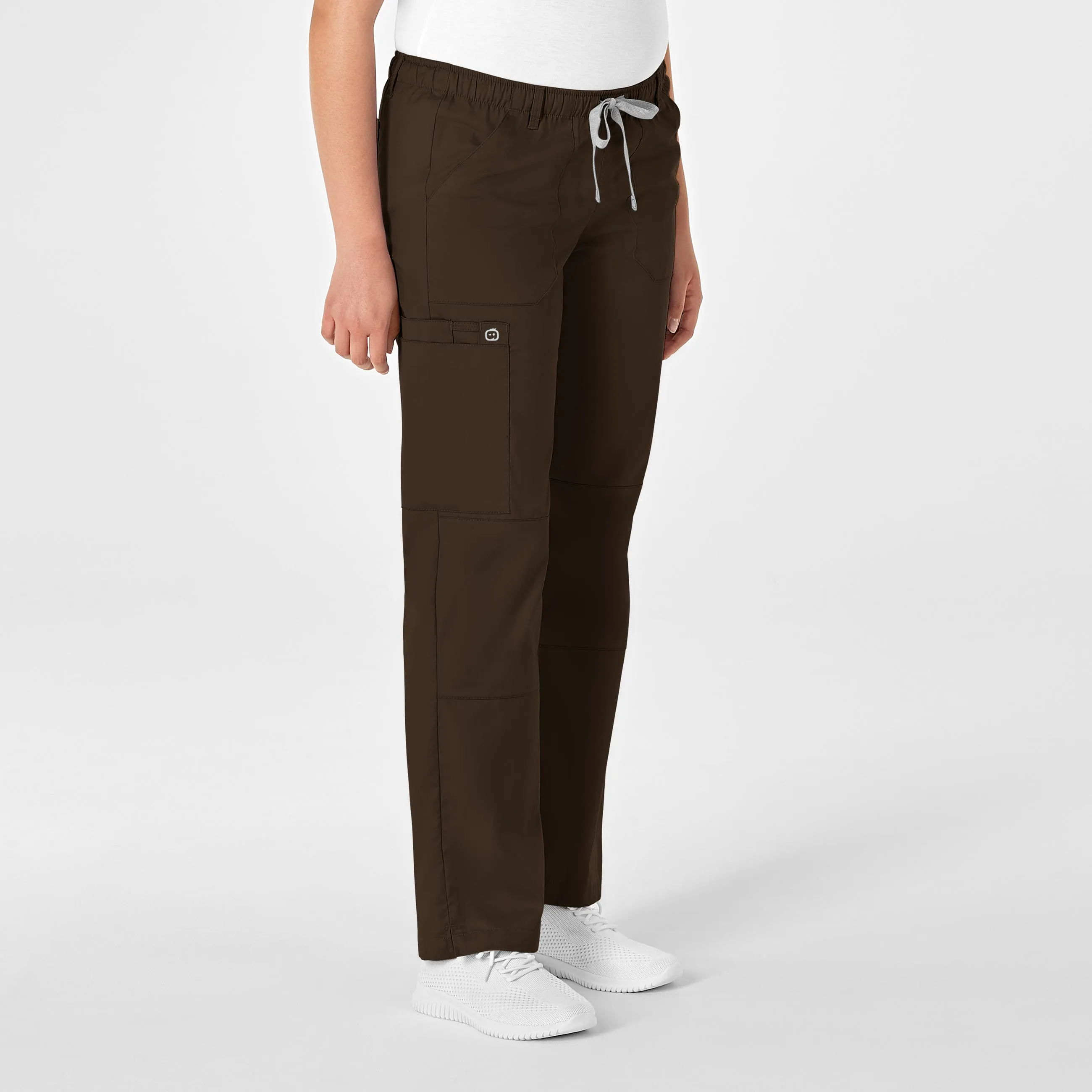 WonderWORK Women's Straight Leg Cargo Scrub Pant - Chocolate