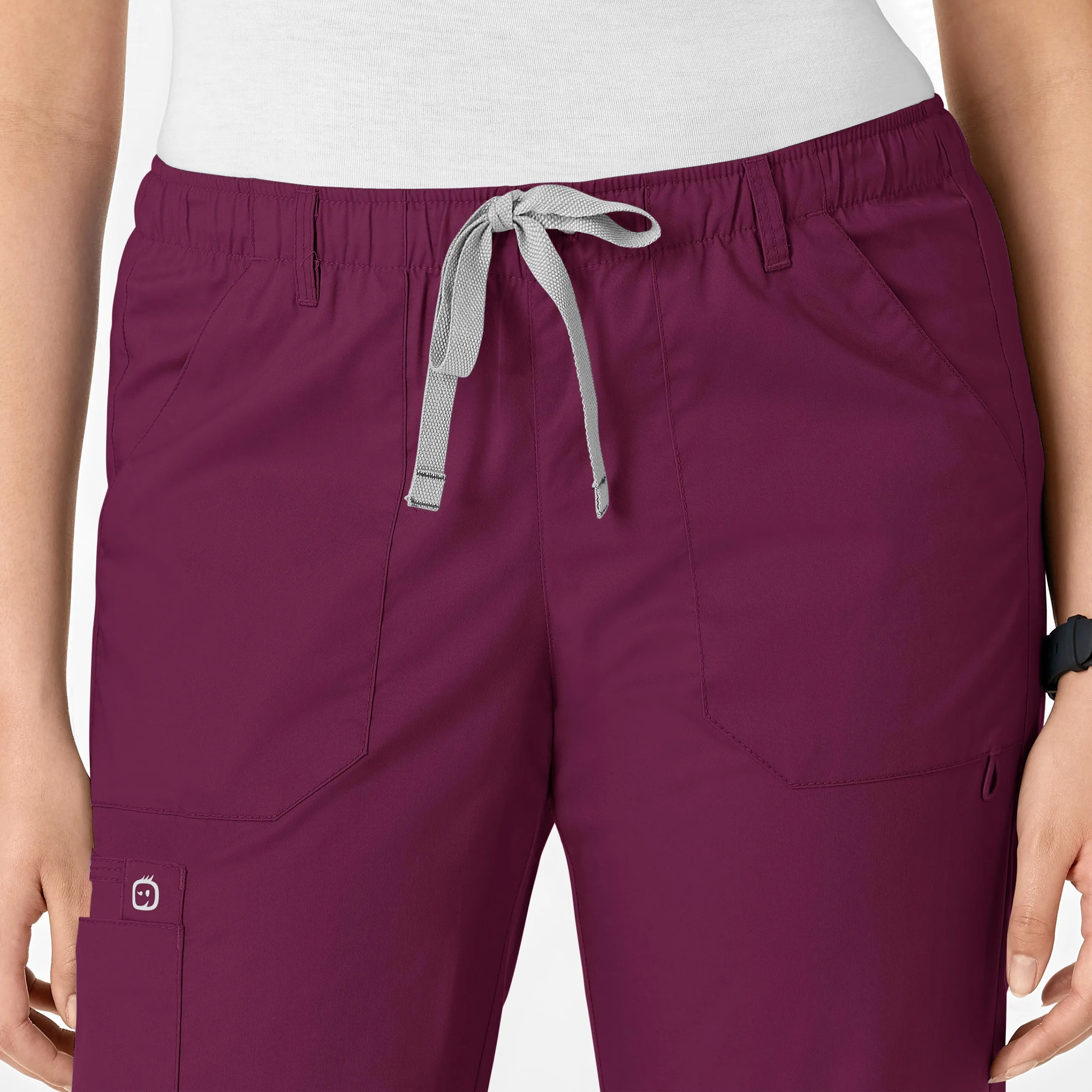 WonderWORK Women's Straight Leg Cargo Scrub Pant - Wine